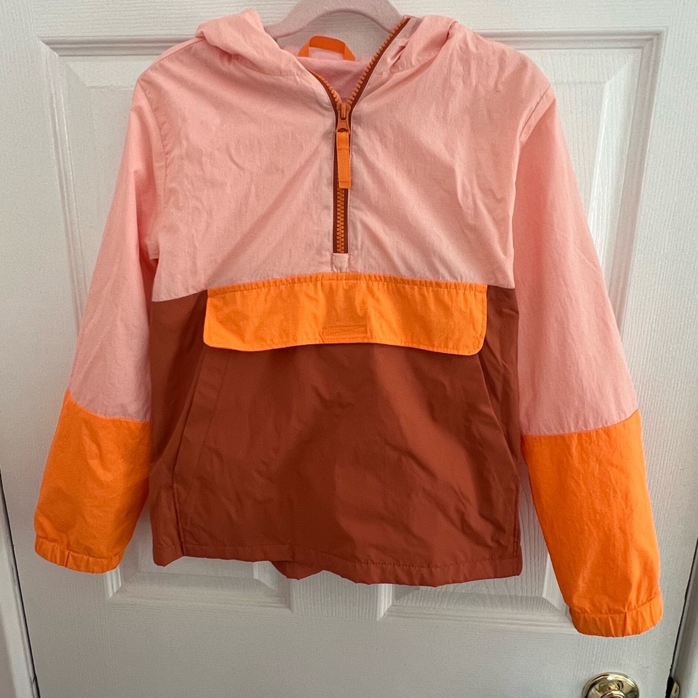 Colorblock Hooded Jacket in Pink, Orange, and Brown